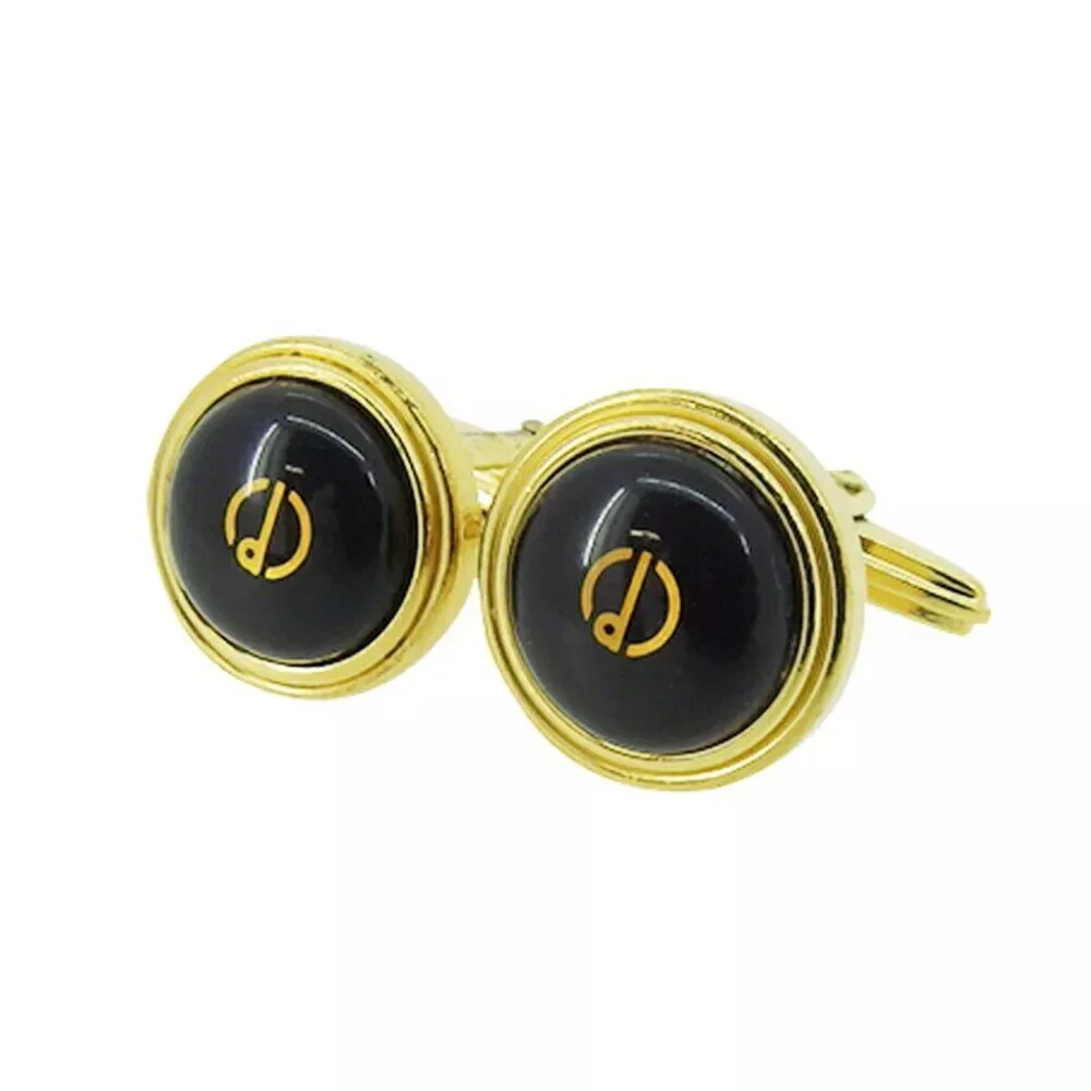 DUNHILL Cuffs 2 Item Set Gold Bracket Authentic USED